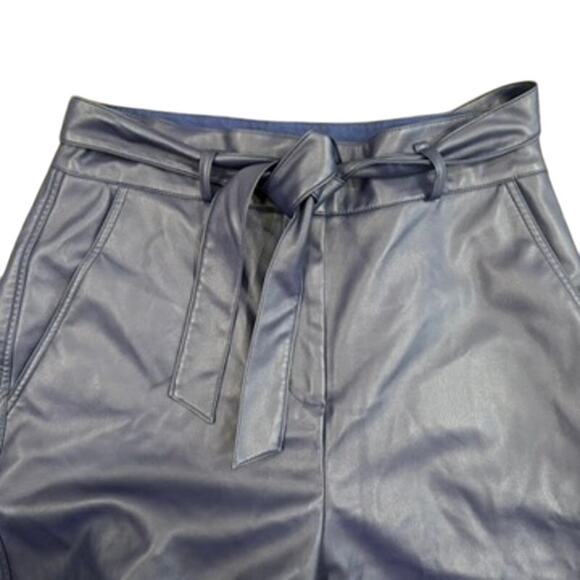 Peter Som Belted Faux Leather Pants in Blue, Size US 10 - Picture 5 of 9